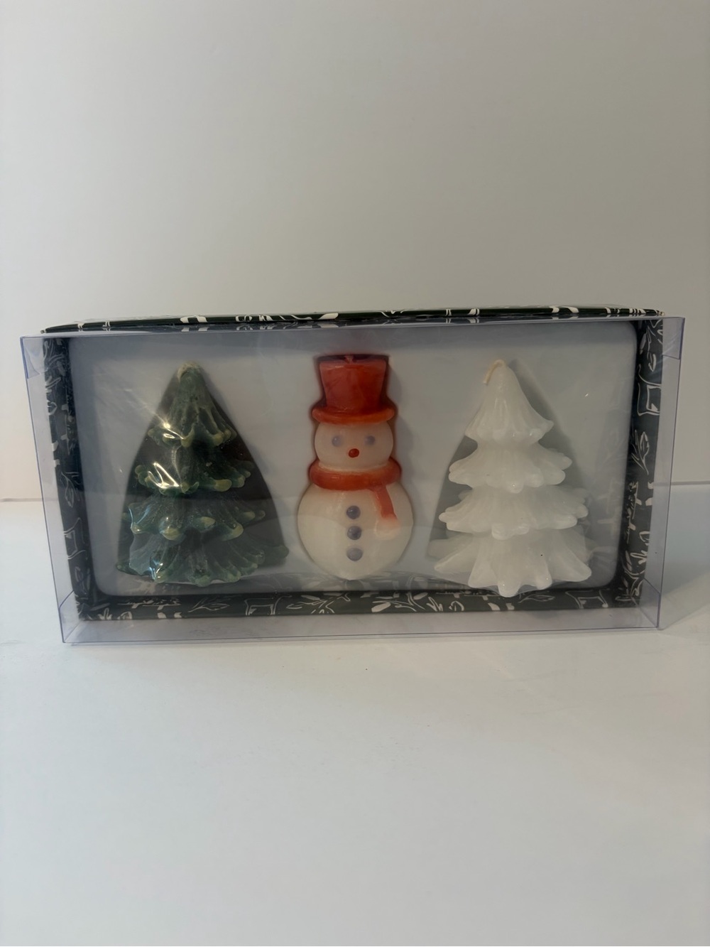 Vance kitira Christmas candle trio set NIB snowman trees holiday decor